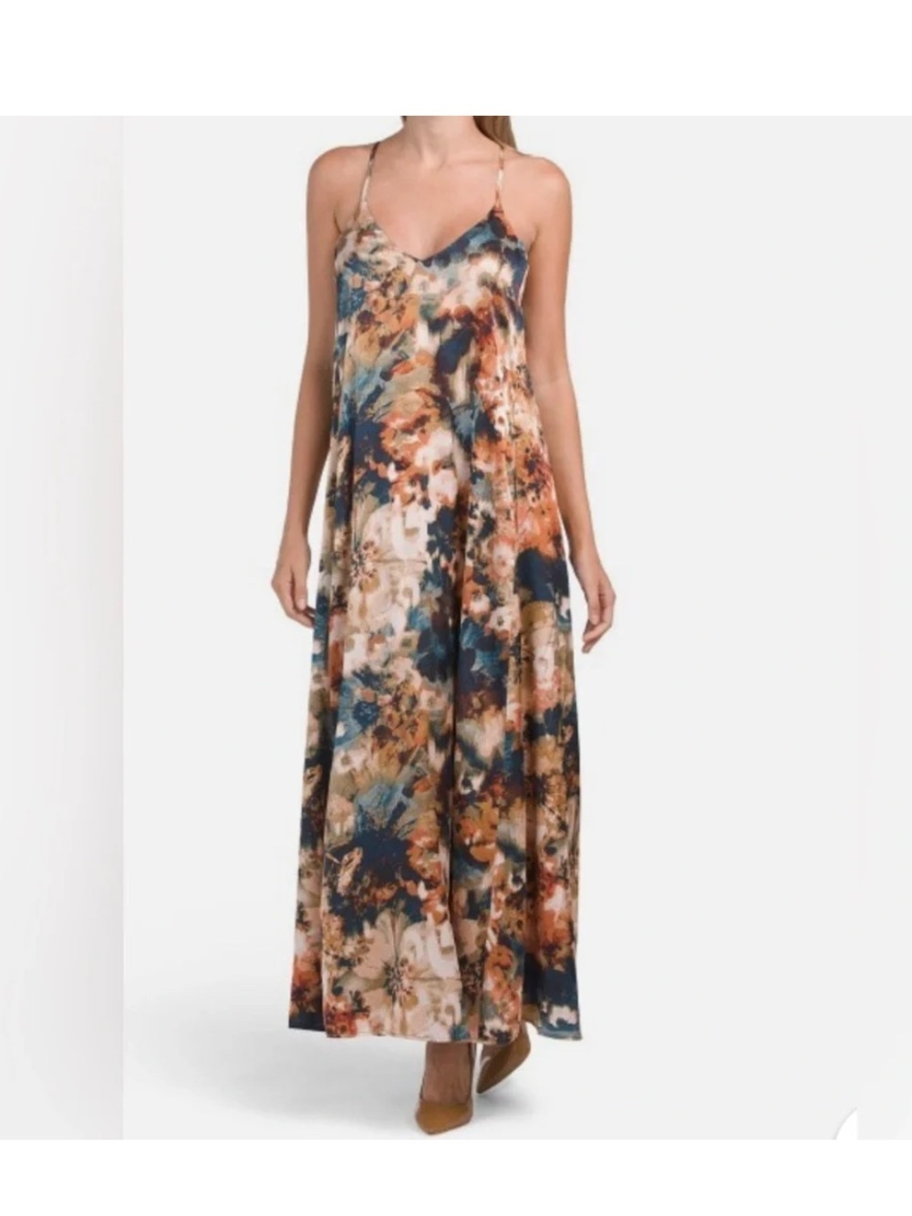 Nicole Miller L Floral Print Slip Maxi Dress - Multi